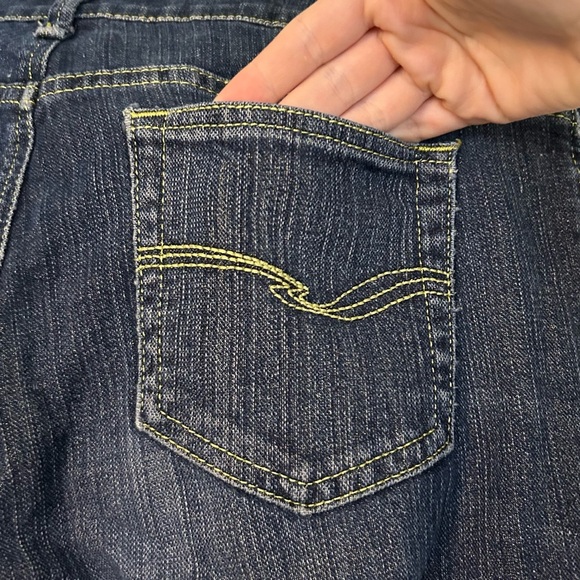 Y2K Baccini Sparkly Glitter Flare Blue Jeans Bell Bottom Denim Gold Size 8 2000s - Picture 9 of 11